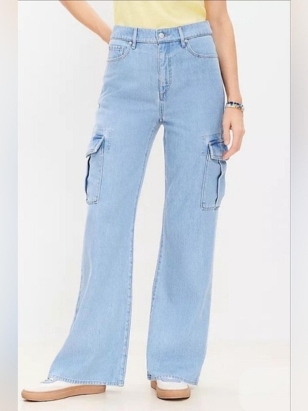 LOFT High Rise Wide Leg Cargo Jeans